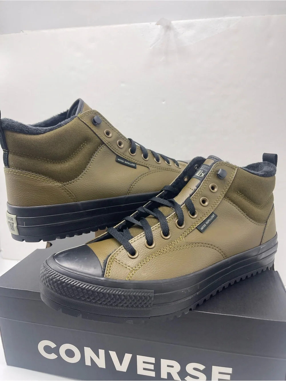 Converse Olive Green and Black High-Top Sneakers